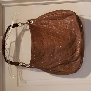 ABRO Vintage Hobo Taupe Leather Handbag